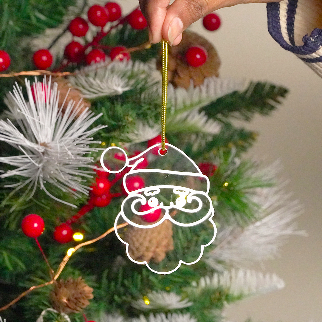 Acrylic Santa Claus Ornament – Premium Christmas Hanging Décor (8 cm, Set of 2) - Memories InsiteACRYLIC SANTA CLAUS ORNAMENT SET OF-2